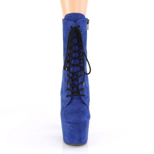 Product image of Pleaser ADORE-1020FS Royal Blue Faux Suede/Royal Blue 7 inch (17.8 cm) Heel 2 3/4 inch (7 cm) Platform Lace-Up Front Ankle Boot Side Zip