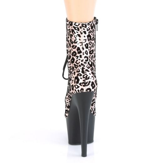 Product image of Pleaser ADORE-1020LP Lt Pink Animal Print Print Holographic/Black Matte 7 inch (17.8 cm) Heel 2 3/4 inch (7 cm) Platform Lace-Up Front Ankel Boot Side Zip Ankle Boot