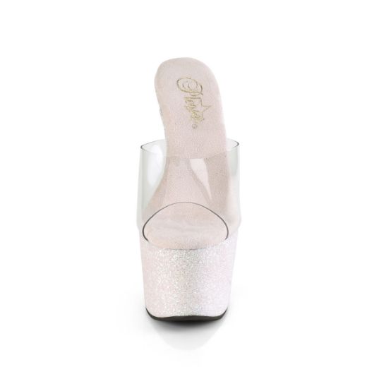 Product image of Pleaser ADORE-701HMG Clear/Multicolour Multicolour Mini Glitter 7 inch (17.8 cm) Heel 2 3/4 inch (7 cm) Platform Slide Slide Mule Shoes