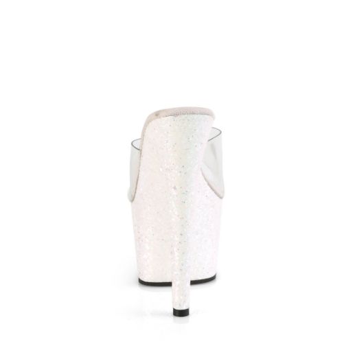 Product image of Pleaser ADORE-701LG Clear/Multicolour Multicolour Glitter 7 inch (17.8 cm) Heel 2 3/4 inch (7 cm) Platform Slide Slide Mule Shoes