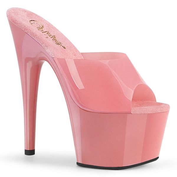 Product image of Pleaser ADORE-701N Baby Pink (Jelly-Like) Polyurethane (Pu)/Baby Pink 7 inch (17.8 cm) Heel 2 3/4 inch (7 cm) Platform Slide Slide Mule Shoes