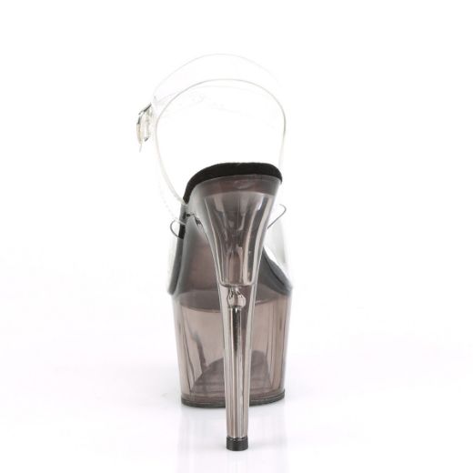 Product image of Pleaser ADORE-708T Clear/Smoke Tinted 7 inch (17.8 cm) Heel 2 3/4 inch (7 cm) Tinted Platform Ankle Strap Sandal Shoes