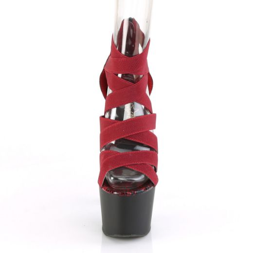 Product image of Pleaser ADORE-748SP Wine Elastic Band-Animal Print Print Patent/Black Matte 7 inch (17.8 cm) Heel 2 3/4 inch (7 cm) Platform Close Back Criss Cross Sandal Back Zip Shoes