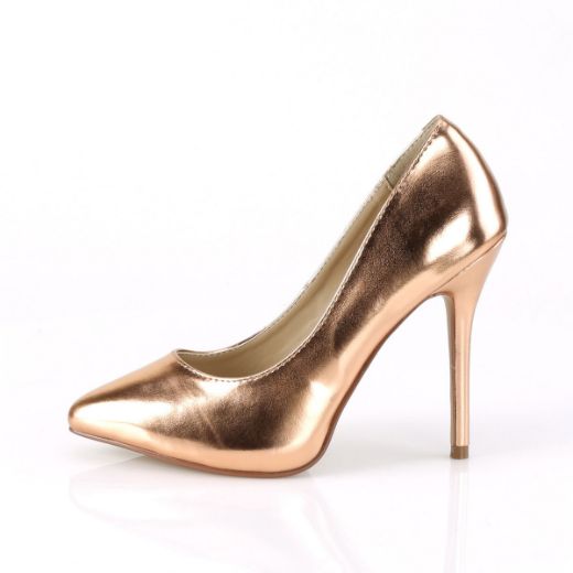 Product image of Pleaser AMUSE-20 Rose Gold Metallic Polyurethane (Pu) 5 inch (12.7 cm) Heel 3/8 inch (1 cm) Platform Hidden Platform Pump Court Pump Shoes