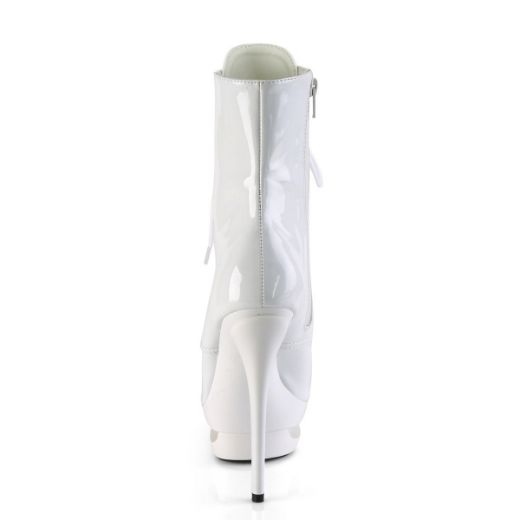 Product image of Pleaser BLONDIE-R-1020 White Patent/White 6 inch (15.2 cm) Heel 1 1/2 inch (3.8 cm) Platform Lace-Up Front Ankle Boot Side Zip