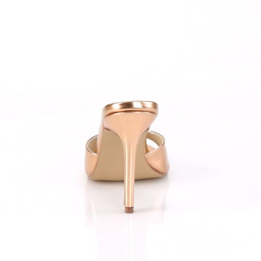 Product image of Pleaser CLASSIQUE-01 Rose Gold Metallic Polyurethane (Pu) 4 inch (10.2 cm) Heel Peep Toe Slide Slide Mule Shoes