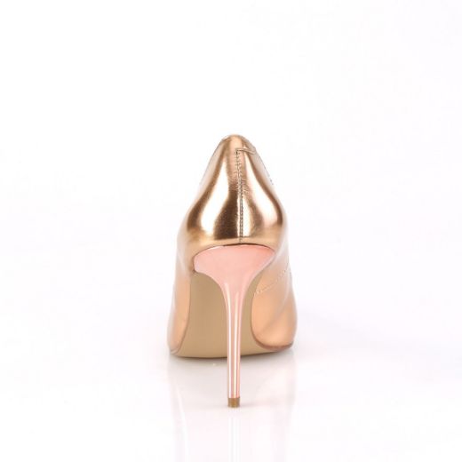 Product image of Pleaser CLASSIQUE-20 Rose Gold Metallic Polyurethane (Pu) 4 inch (10.2 cm) Heel Pointed Toe Pump Court Pump Shoes