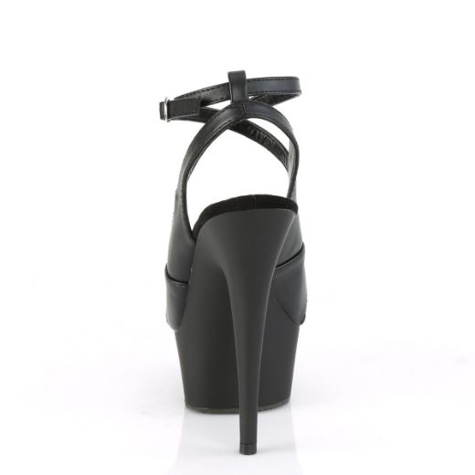 Product image of Pleaser DELIGHT-632 Black Faux Leather/Black Matte 6 inch (15.2 cm) Heel 1 3/4 inch (4.5 cm) Platform Sling Back Ankle Strap Sandal Shoes