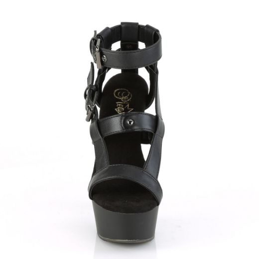 Product image of Pleaser DELIGHT-637 Black Faux Leather/Black Matte 6 inch (15.2 cm) Heel 1 3/4 inch (4.5 cm) Platform Gladiator Sandal Shoes