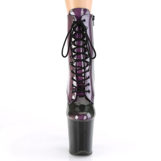 Product image of Pleaser FLAMINGO-1020SHG Purple-Olive/Black 8 inch (20 cm) Heel 4 inch (10 cm) Platform Lace-Up Front Ankle Boot Side Zip