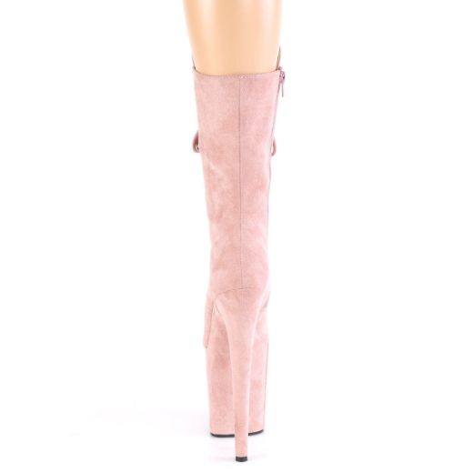 Product image of Pleaser FLAMINGO-1050FS Dusty Blush F Faux Suede/Dusty Blush F.Faux Suede 8 inch (20 cm) Heel 4 inch (10 cm) Platform Lace-Up Front Mid Calf Boot Side Zip