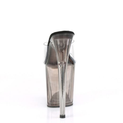 Product image of Pleaser FLAMINGO-801T Clear/Smoke Tinted 8 inch (20 cm) Heel 4 inch (10 cm) Tinted Platform Slide Slide Mule Shoes