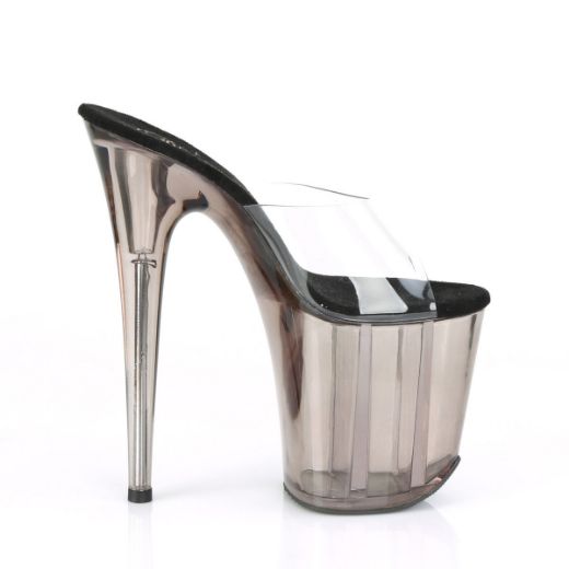 Product image of Pleaser FLAMINGO-801T Clear/Smoke Tinted 8 inch (20 cm) Heel 4 inch (10 cm) Tinted Platform Slide Slide Mule Shoes