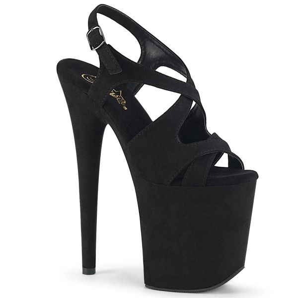 Product image of Pleaser FLAMINGO-831FS Black Faux Suede/Black Faux Suede 8 inch (20 cm) Heel 4 inch (10 cm) Platform Criss Cross Sling Back Sandal Shoes