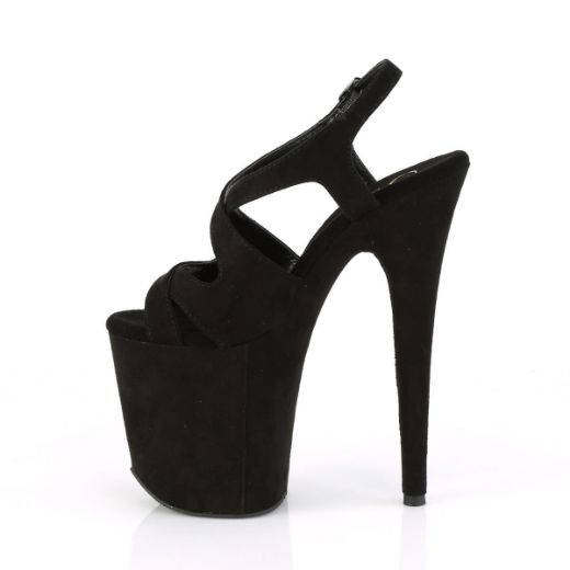 Product image of Pleaser FLAMINGO-831FS Black Faux Suede/Black Faux Suede 8 inch (20 cm) Heel 4 inch (10 cm) Platform Criss Cross Sling Back Sandal Shoes