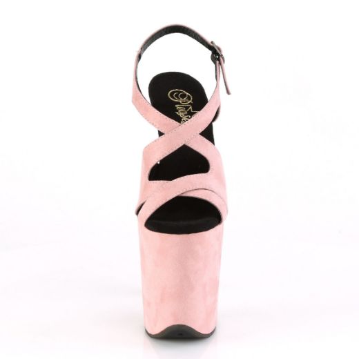 Product image of Pleaser FLAMINGO-831FS Baby Pink Faux Suede/Baby Pink Faux Suede 8 inch (20 cm) Heel 4 inch (10 cm) Platform Criss Cross Sling Back Sandal Shoes