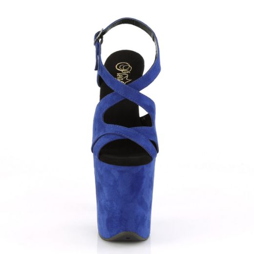 Product image of Pleaser FLAMINGO-831FS Royal Blue Faux Suede/Royal Blue Faux Suede 8 inch (20 cm) Heel 4 inch (10 cm) Platform Criss Cross Sling Back Sandal Shoes
