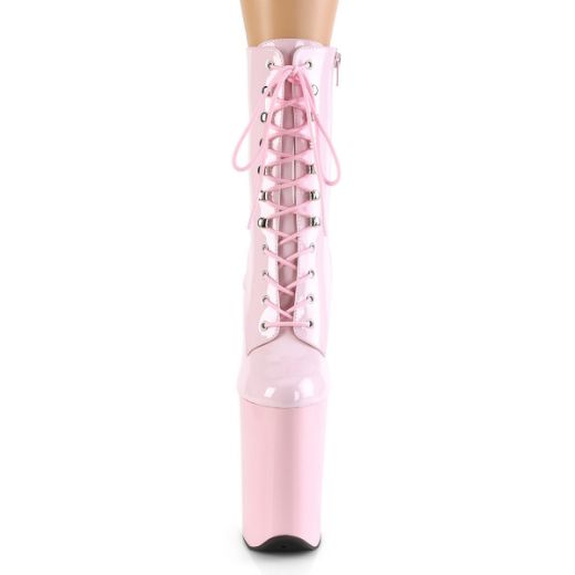 Product image of Pleaser INFINITY-1020 Baby Pink Patent/Baby Pink 9 inch (23 cm) Heel 5 1/4 inch (13.5 cm) Platform Lace-Up Front Ankle Boot Side Zip