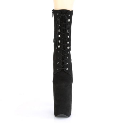 Product image of Pleaser INFINITY-1020FS Black Faux Suede/Black Faux Suede 9 inch (23 cm) Heel 5 1/4 inch (13.5 cm) Platform Lace-Up Front Ankle Boot Side Zip