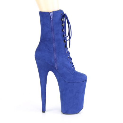 Product image of Pleaser INFINITY-1020FS Royal Blue F.Faux Suede/Royal Blue F.Faux Suede 9 inch (23 cm) Heel 5 1/4 inch (13.5 cm) Platform Lace-Up Front Ankle Boot Side Zip