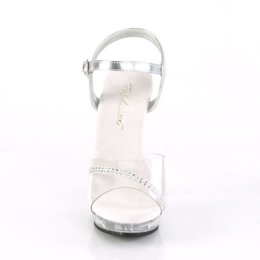 Product image of Fabulicious LIP-108R Clear/Clear 5 inch (12.7 cm) Heel 3/4 inch (1.9 cm) Platform Ankle Strap Sandal With  Rhinestones