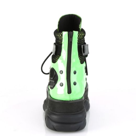 Product image of Demonia NEPTUNE-126 Black-Green Patent Multicolour 3  inch (7.6 cm) Platform Lace-Up Ankle Boot