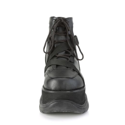 Product image of Demonia NEPTUNE-181 Black Vegan Faux Leather 3  inch (7.6 cm) Platform  Lace-Up Ankle Boot