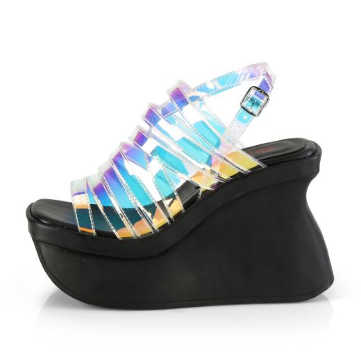 Product image of Demonia PACE-33 Magic Mirror 4 1/2 inch Wedge Platform Strappy Slingback Sandal Shoes