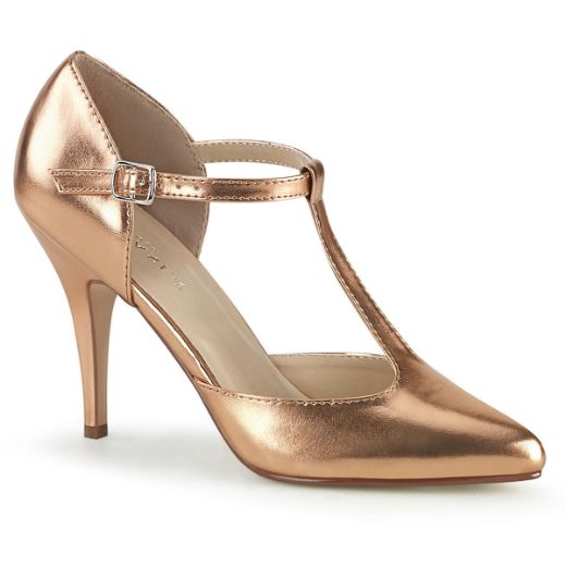 Product image of Pleaser VANITY-415 Rose Gold Metallic Polyurethane (Pu) 4 inch (10.1 cm) Heel T-Straps D' Orsay Style Pump Court Pump Shoes