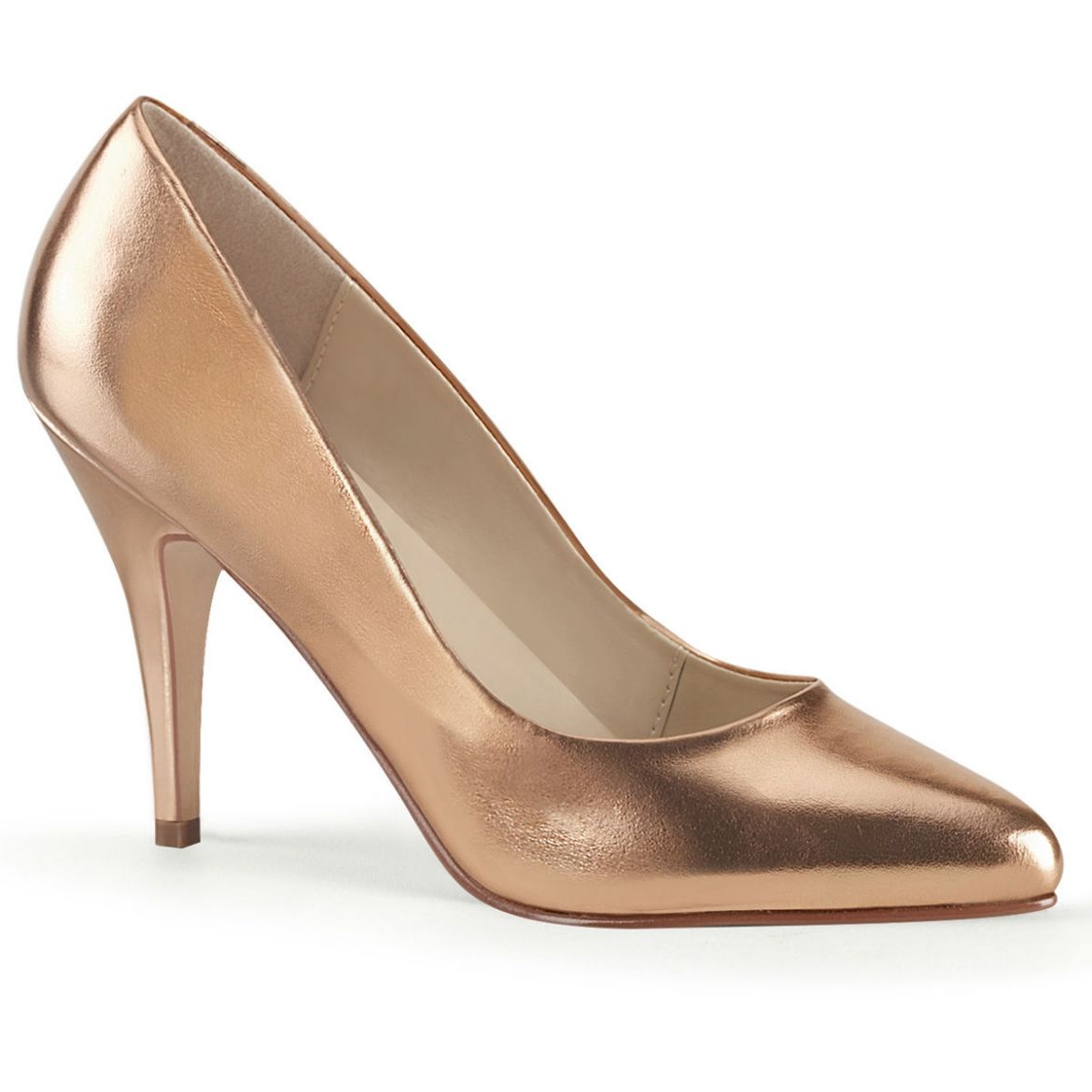 Product image of Pleaser VANITY-420 Rose Gold Metallic Polyurethane (Pu) 4 inch (10.1 cm) Heel T-Straps D' Orsay Style Pump Court Pump Shoes