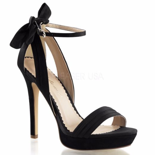Product image of Fabulicious Lumina-25 Black Satin, 4 3/4 inch (12.1 cm) Heel, 1 inch (2.5 cm) Platform Sandal Shoes