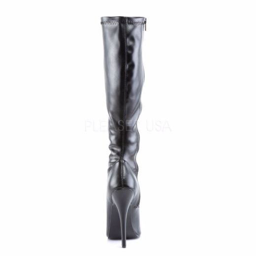 Product image of Devious Domina-2000 Black Stretch Pu, 6 inch (15.2 cm) Heel Knee High Boot