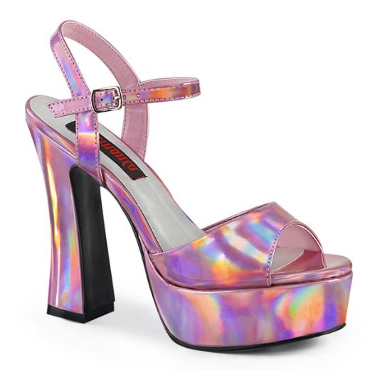 Product image of Demonia DOLLY-09 Pink Holographic 5 inch (12.7 cm) Chunky Heel 1 3/8 inch (3.8 cm) Platform Ankle Strap Sandal Shoes