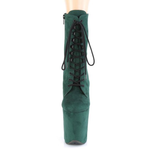 Product image of Pleaser FLAMINGO-1020FS Emerald Green F Faux Suede/Emerald Green F.Faux Suede 8 inch (20 cm) Heel 4 inch (10 cm) Platform Lace-Up Front Ankle Boot Side Zip