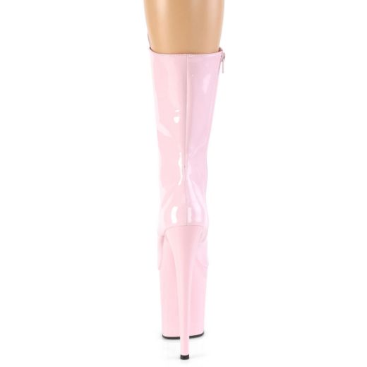 Product image of Pleaser FLAMINGO-1050 Baby Pink Patent/Baby Pink 8 inch (20 cm) Heel 4 inch (10 cm) Platform Lace-Up Glitter Ankle Boot Side Zip