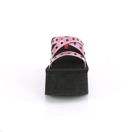 Product image of Demonia FUNN-19 Pink Holographic 3 1/2 inch Studs Straps Black Sandal Shoes