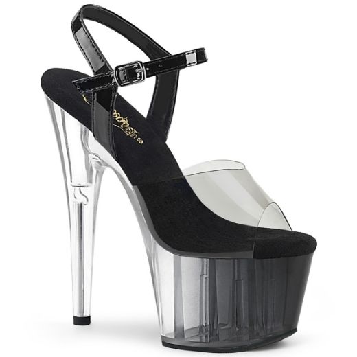 Product image of Pleaser ADORE-708T-1 Smoke-Black/Black-Clear Ombre 7 inch (17.8 cm) Heel 2 3/4 inch (7 cm) Platform Ombre Ankle Strap Sandal Shoes