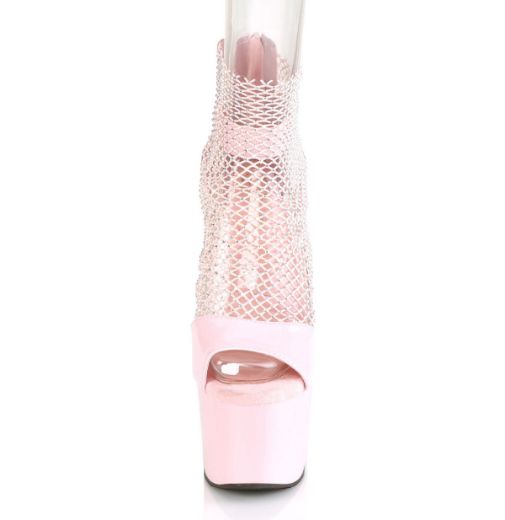 Product image of Pleaser ADORE-765RM Baby Pink Patent-Rhinestones Mesh/Baby Pink 7 inch (17.8 cm) Heel 2 3/4 inch (7 cm) Platform Close Back Shootie Sandal Back Zip Shoes