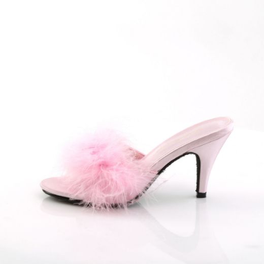 Product image of Fabulicious AMOUR-03 Baby Pink Polyurethane (Pu)-Faux Fur 3 inch (7.6 cm) Classic Faux Feathers Slipper