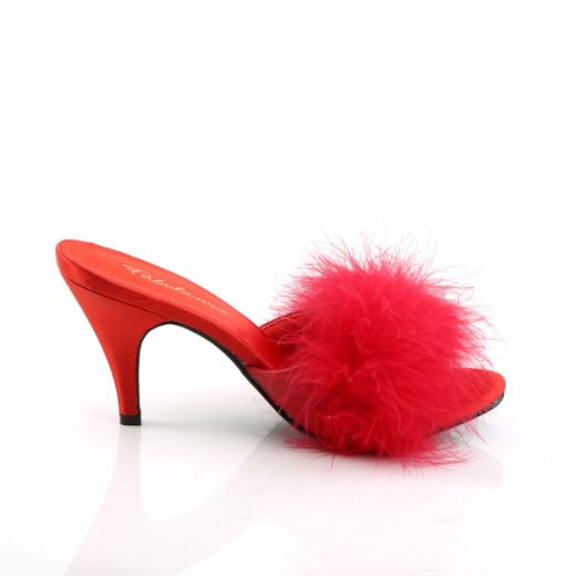 Product image of Fabulicious AMOUR-03 Red Polyurethane (Pu)-Faux Fur 3 inch (7.6 cm) Classic Faux Feathers Slipper