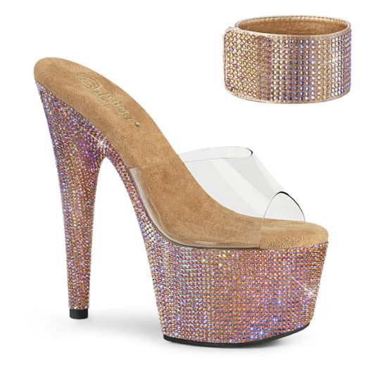 Product image of Pleaser BEJEWELED-712RS Clear/Rose Gold Multicolour Rhinestones 7 inch (17.8 cm)  Heel 2 3/4 inch (7 cm) Platform Sandal With Rhinestones