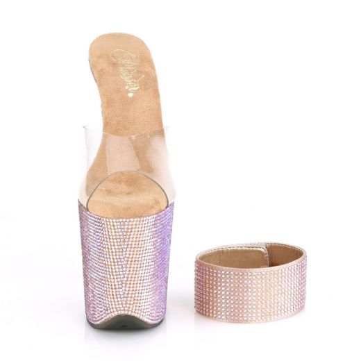 Product image of Pleaser BEJEWELED-812RS Clear/Rose Gold Multicolour Rhinestones 8 inch (20 cm) Heel 4 inch (10 cm) Platform Sandal With Rhinestones