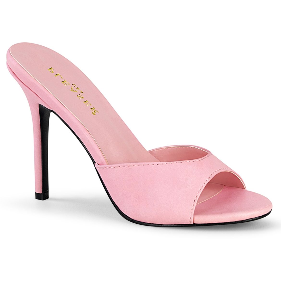 Product image of Pleaser CLASSIQUE-01 Baby Pink Polyurethane (Pu) 4 inch (10.1 cm) Heel Peep Toe Slide Slide Mule Shoes