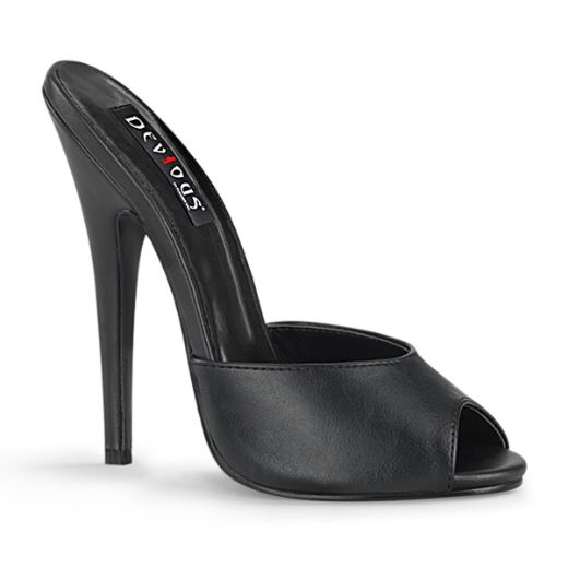 Product image of Devious DOMINA-101 Black Faux Leather 6 inch (15.2 cm) Peep Toe Slide Slide Mule Shoes