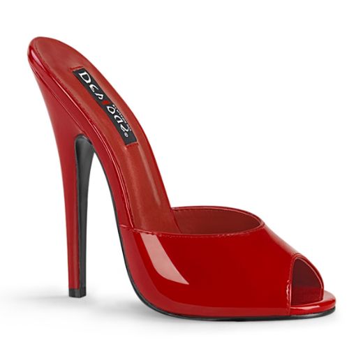 Product image of Devious DOMINA-101 Red Patent 6 inch (15.2 cm) Peep Toe Slide Slide Mule Shoes