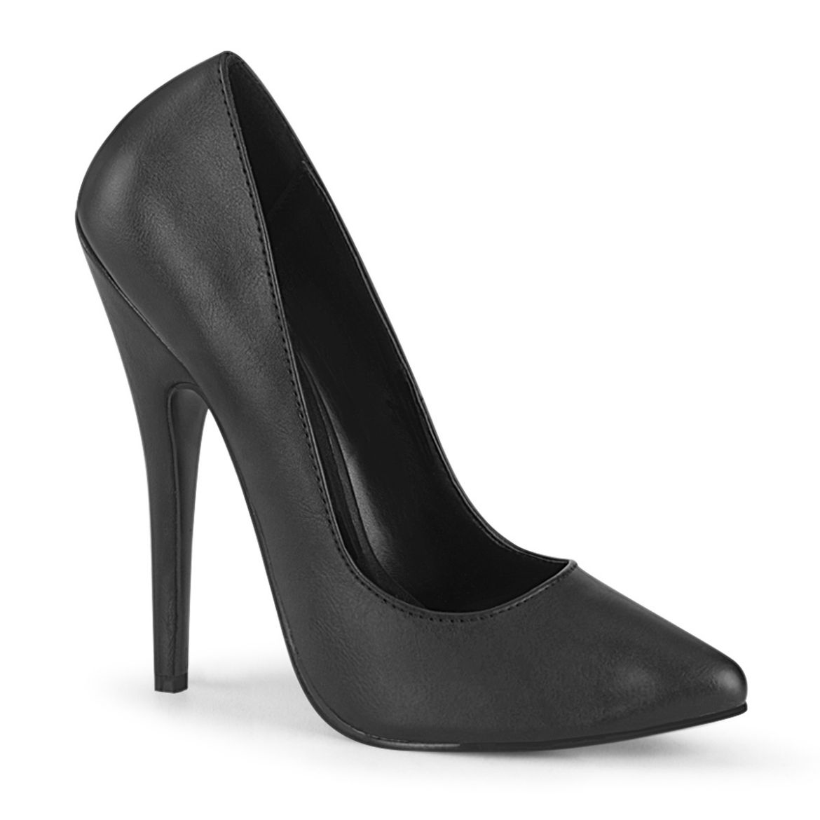 Product image of Devious DOMINA-420 Black Faux Leather 6 inch (15.2 cm) Classic Pump Court Pump Shoes