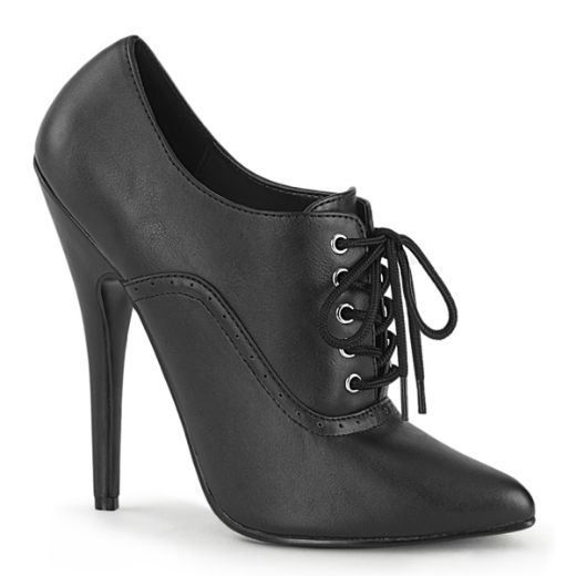 Product image of Devious DOMINA-460 Black Faux Leather 6 inch (15.2 cm) Oxford Lace-Up Pump Court Pump Shoes