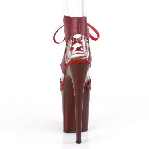 Product image of Pleaser FLAMINGO-800-14 Burgundy Faux Leather/Burgundy Matte 8 inch (20 cm) Heel 4 inch (10 cm) Platform Lace-Up Front Sandal Shoes