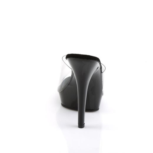 Product image of Fabulicious LIP-101 Clear-Silver/Black 5 inch (12.7 cm) Heel 3/4 inch (1.9 cm) Platform Slide Slide Mule Shoes