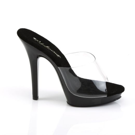 Product image of Fabulicious LIP-101 Clear-Silver/Black 5 inch (12.7 cm) Heel 3/4 inch (1.9 cm) Platform Slide Slide Mule Shoes